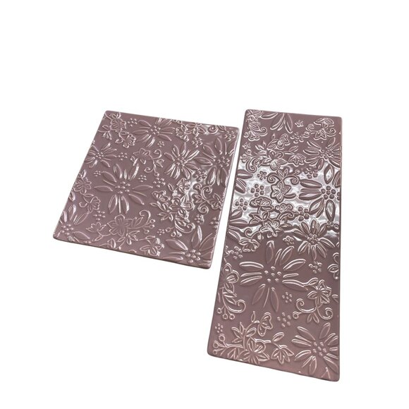 Temp-Tations by Tera Bamboo Serving Tray Set Floral Ceramic Insets - Picture 7 of 8